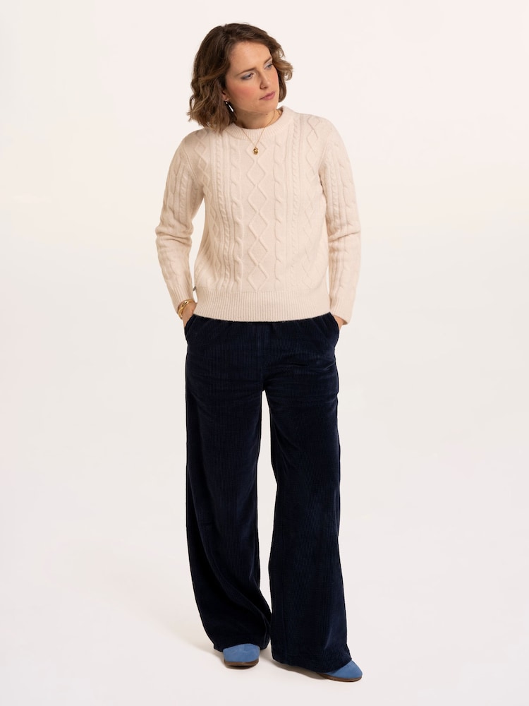 Brakeburn Cream Dahlia Cable Knitted Crew Neck Jumper - Image 1 of 6 Brakeburn Cream Dahlia Cable Knitted Crew Neck Jumper - Image 1 of 6