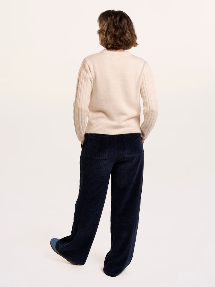 Brakeburn Cream Dahlia Cable Knitted Crew Neck Jumper - Image 2 of 6 Brakeburn Cream Dahlia Cable Knitted Crew Neck Jumper - Image 2 of 6