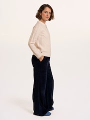 Brakeburn Cream Dahlia Cable Knitted Crew Neck Jumper - Image 3 of 6