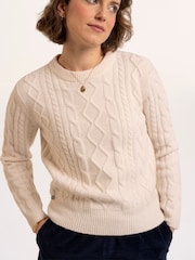 Brakeburn Cream Dahlia Cable Knitted Crew Neck Jumper - Image 4 of 6