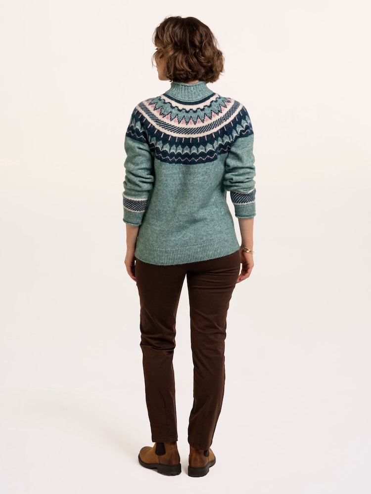 Brakeburn Green Alma Fairisle Knitted Roll Neck Jumper - Image 2 of 6 Brakeburn Green Alma Fairisle Knitted Roll Neck Jumper - Image 2 of 6