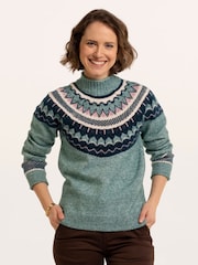 Brakeburn Green Alma Fairisle Knitted Roll Neck Jumper - Image 3 of 6