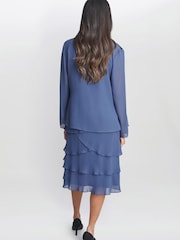 Gina Bacconi Blue Leigh Embellished Tiered Sequin Jacket Dress - Image 2 of 6