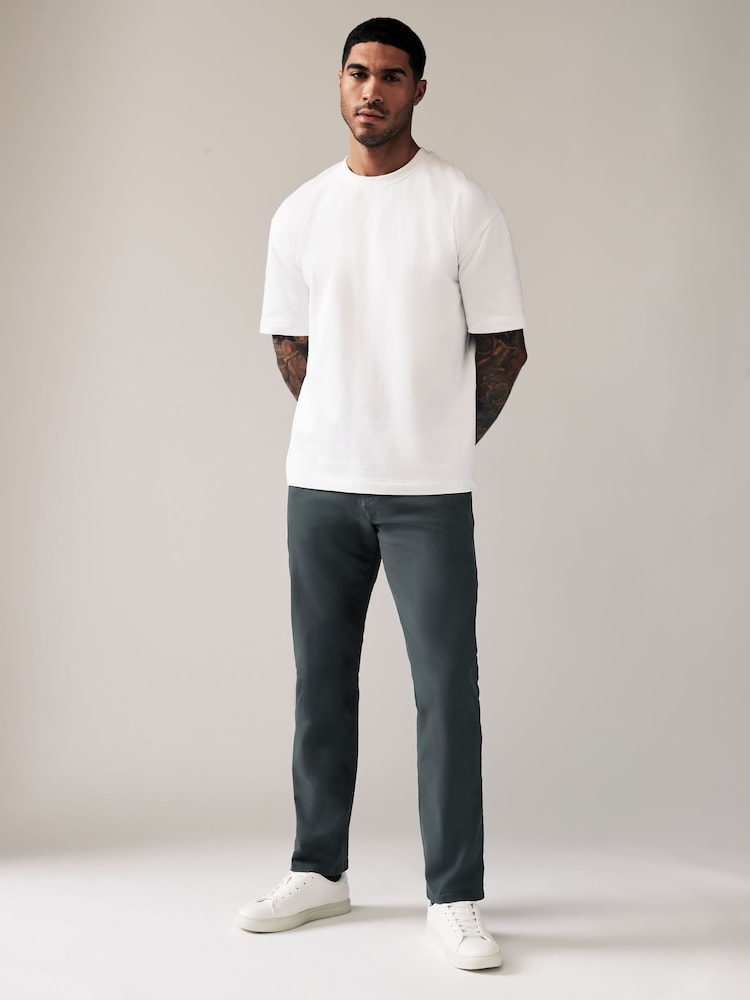 Grey Charcoal Straight Fit Stretch Chinos Trousers - Image 2 of 9