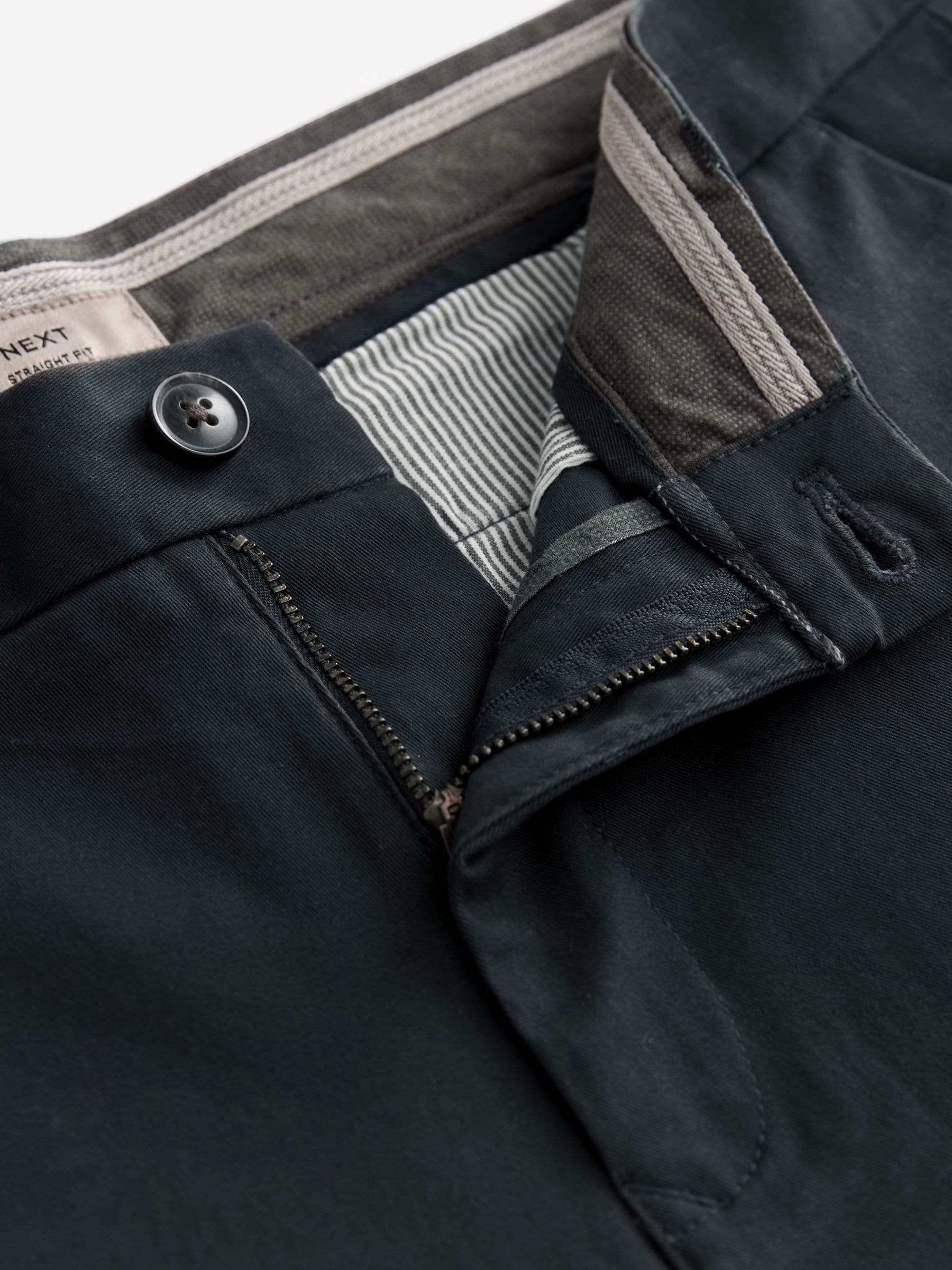 Buy Grey Charcoal Straight Fit Stretch Chinos Trousers from