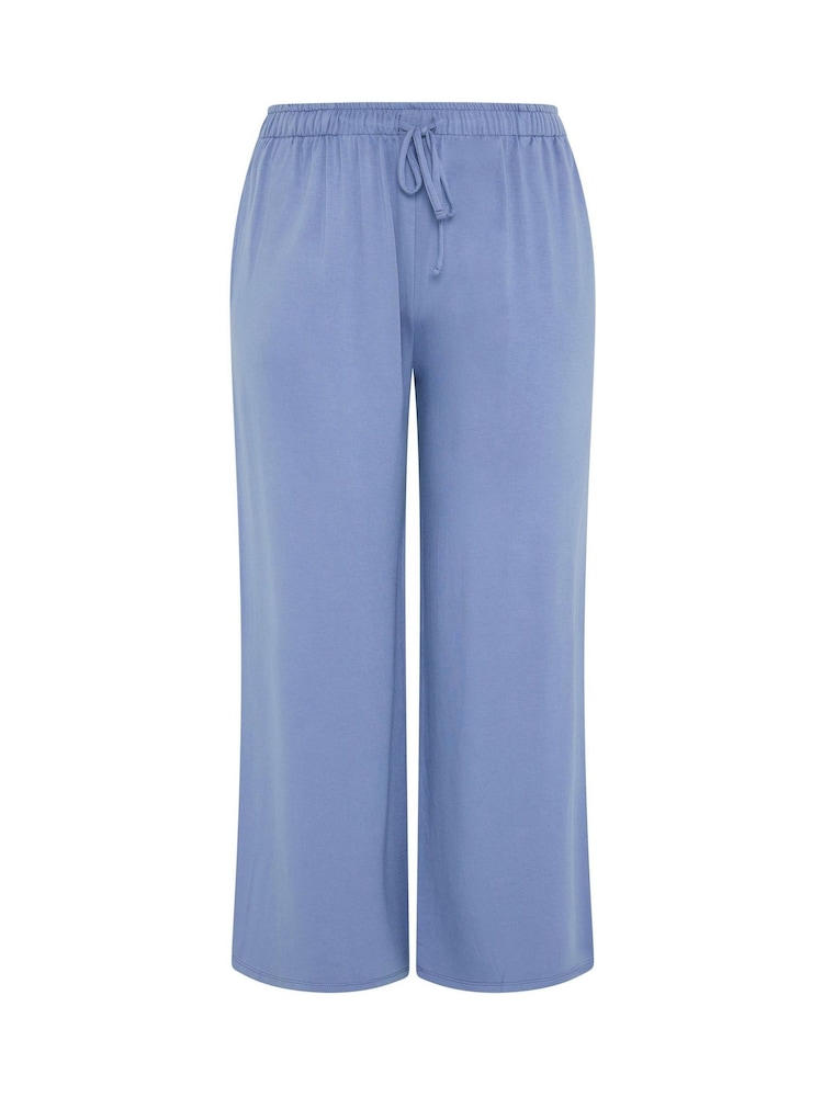 Yours Curve Blue Soft Touch Wide Leg Trousers - Image 5 of 5 Yours Curve Blue Soft Touch Wide Leg Trousers - Image 5 of 5