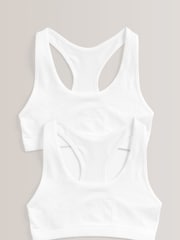 Weiß - Nahtloses Crop-Top mit Racerback im 2er-Pack (7 – 16 Jahre) - Bild 1 von 3