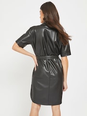 NOISY MAY Black Faux Leather Shirt Dress - Image 2 of 5
