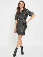 NOISY MAY Black Faux Leather Shirt Dress - Image 3 of 5