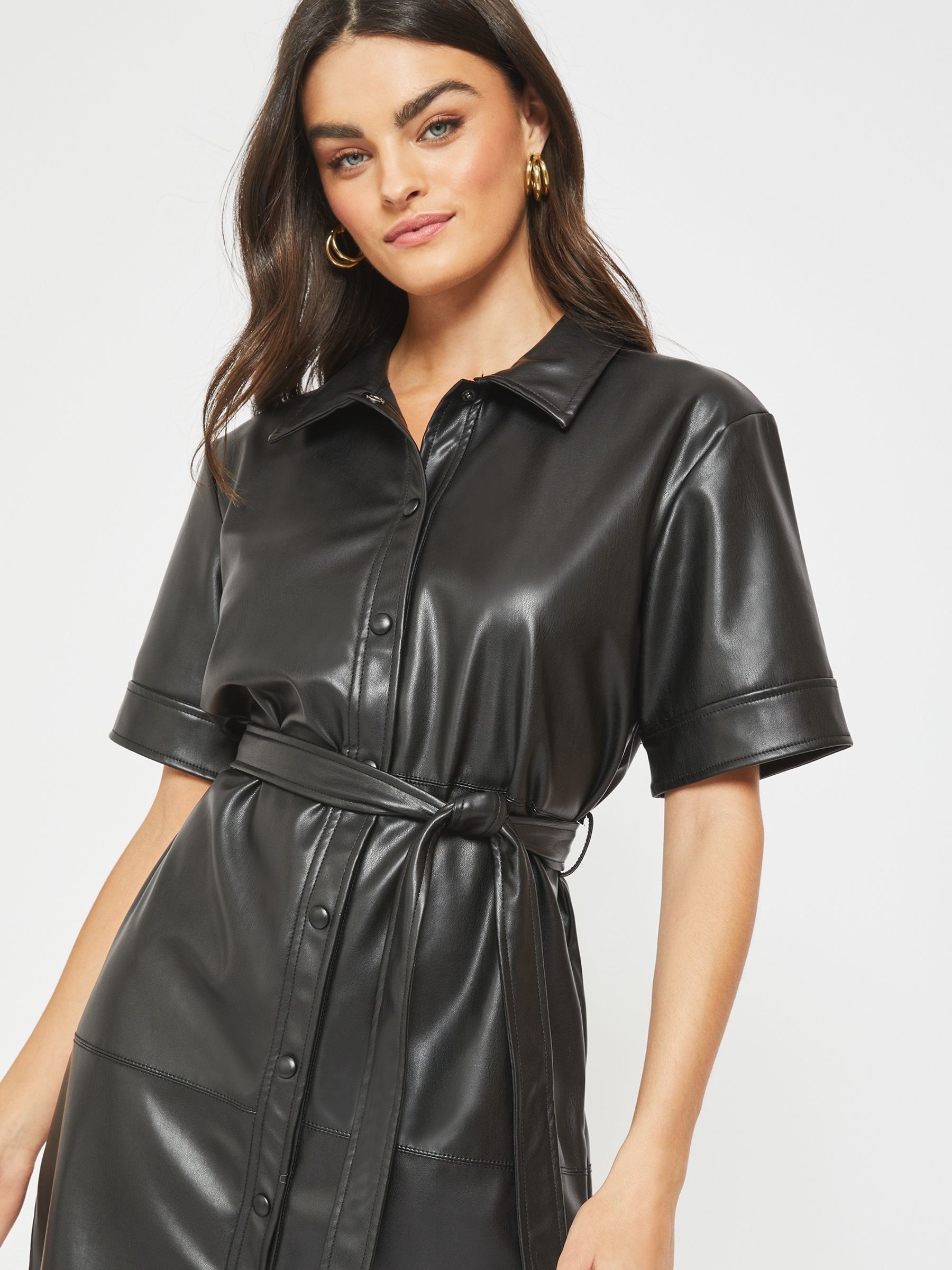 Buy NOISY MAY Black Faux Leather Shirt Dress from Next USA Buy NOISY MAY Black Faux Leather Shirt Dress from Next USA