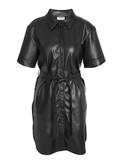 NOISY MAY Black Faux Leather Shirt Dress - Image 5 of 5