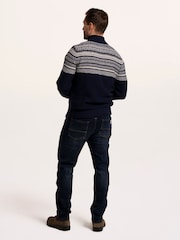 Brakeburn Blue Crossharbour Fairisle 1/2 Neck Knitted Jumper - Image 2 of 6