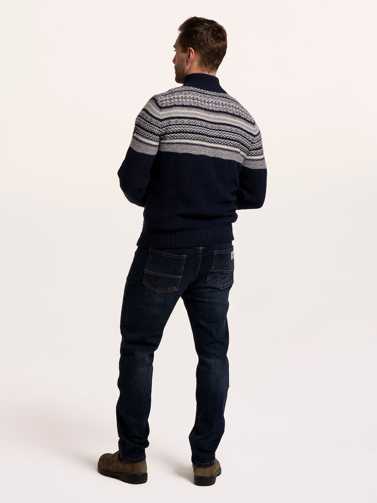 Brakeburn Blue Crossharbour Fairisle 1/2 Neck Knitted Jumper - Image 2 of 6 Brakeburn Blue Crossharbour Fairisle 1/2 Neck Knitted Jumper - Image 2 of 6