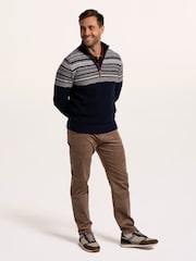 Brakeburn Blue Crossharbour Fairisle 1/2 Neck Knitted Jumper - Image 3 of 6