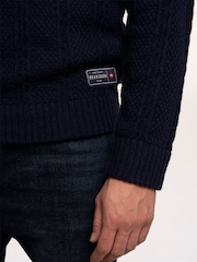 Brakeburn Blue Crossharbour Fairisle 1/2 Neck Knitted Jumper - Image 6 of 6