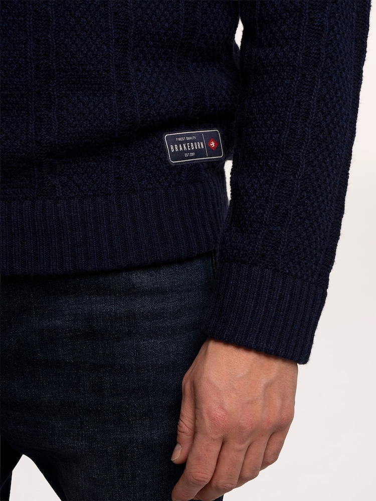 Brakeburn Blue Crossharbour Fairisle 1/2 Neck Knitted Jumper - Image 6 of 6 Brakeburn Blue Crossharbour Fairisle 1/2 Neck Knitted Jumper - Image 6 of 6
