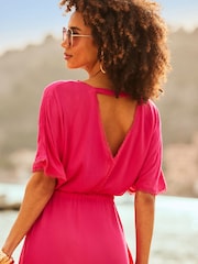 Sosandar Pink Embroidered Detail Kaftan - Image 3 of 5