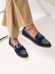 Navy Forever Comfort Bow Chunky Sole Loafers - Image 1 of 6