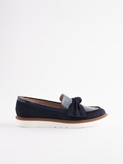 Navy Forever Comfort Bow Chunky Sole Loafers - Image 2 of 6