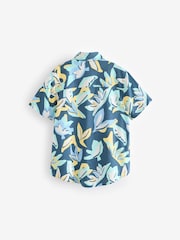 Blue Abstract Palm Short Sleeve Printed Shirt (3-12yrs) - Image 2 of 3