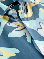 Blue Abstract Palm Short Sleeve Printed Shirt (3-12yrs) - Image 3 of 3