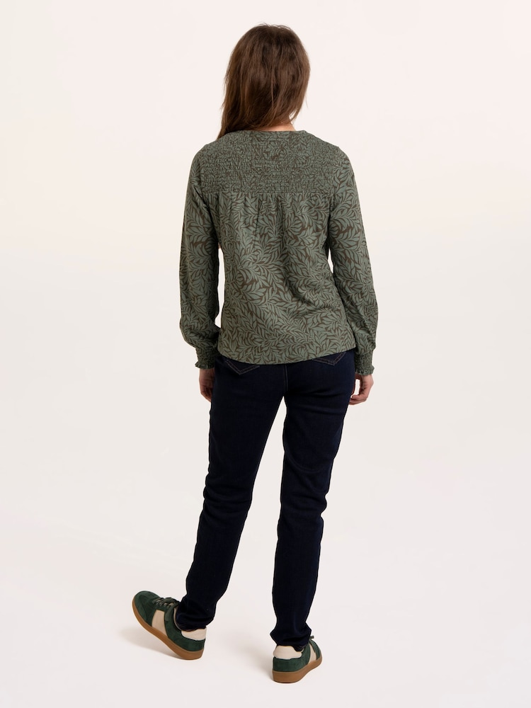 Brakeburn Brenda Smock Front Printed Long Sleeve T-Shirt - Image 2 sur 6