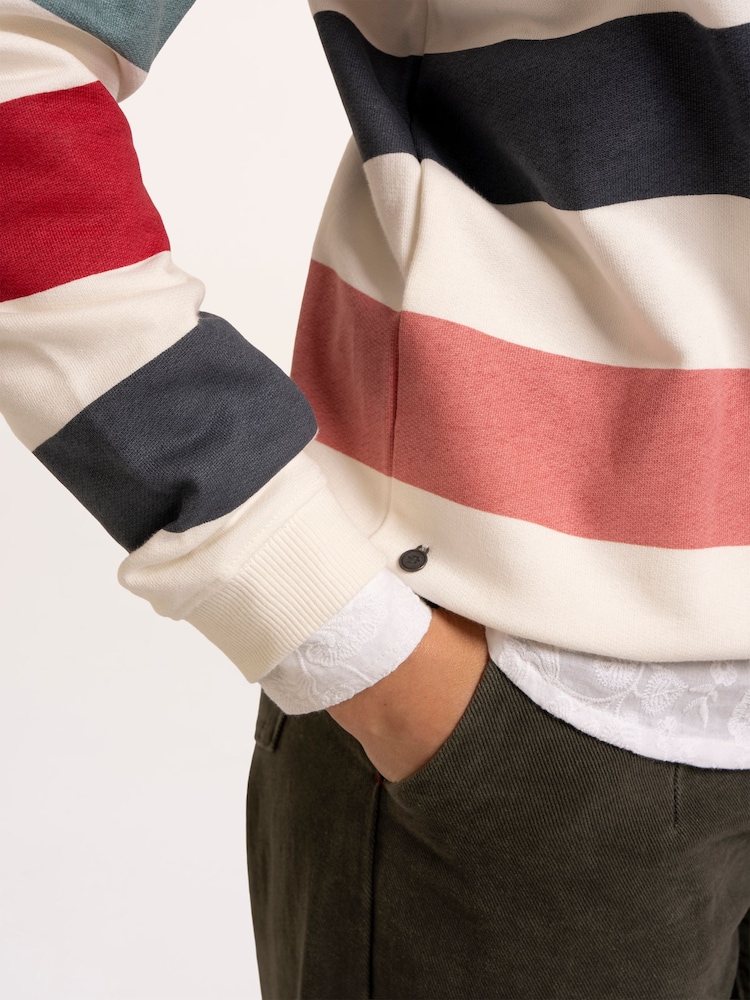 Brakeburn Black Rockford Striped Drop Shoulder Crew Neck Sweatshirt - Image 6 of 6 Brakeburn Black Rockford Striped Drop Shoulder Crew Neck Sweatshirt - Image 6 of 6