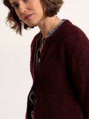 Brakeburn Brown Karla Chunky Fan Stitch Knitted Cardigan - Image 5 of 6