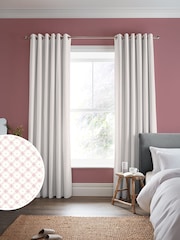 Laura Ashley Coral Pink Wickerwork Made to Measure 100% Cotton Curtains - Image 1 of 9