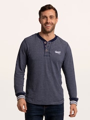Brakeburn Rock Stripete Teksturert Henley T-skjorte - Bilde 1 av 6