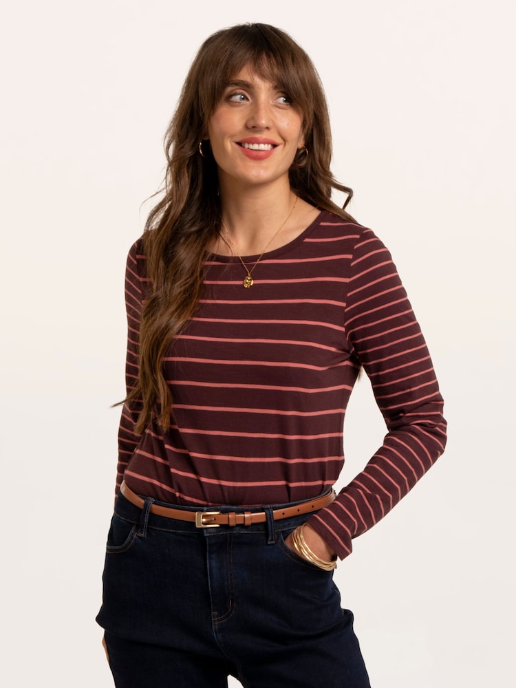 Brakeburn Branksome Thick And Thin Stripe Long Sleeve T-Shirt - Image 1 sur 6
