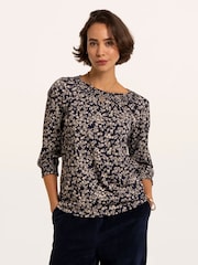 Brakeburn Blue Brielle Printed 3/4 Sleeve T-Shirt - Image 1 of 6