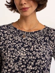 Brakeburn Blue Brielle Printed 3/4 Sleeve T-Shirt - Image 4 of 6