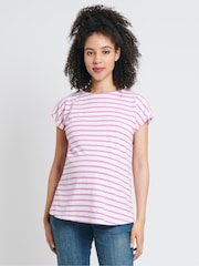 JoJo Maman Bébé White Pink Stripe Blue White Stripe Boyfriend Maternity Cotton T-Shirt - Image 9 of 9