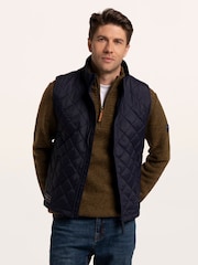 Brakeburn Blue Bayswater Bomber Rib Collar Gilet - Image 1 of 6