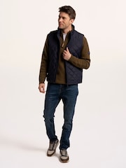 Brakeburn Blue Bayswater Bomber Rib Collar Gilet - Image 3 of 6