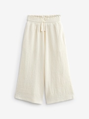 Neutral Crinkle Texture Jersey Wide Leg Trousers (3-16yrs) - Image 5 of 7