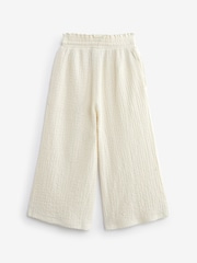 Neutral Crinkle Texture Jersey Wide Leg Trousers (3-16yrs) - Image 6 of 7