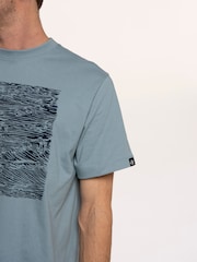 Brakeburn Blue Crashing Waves Printed Cotton T-Shirt - Image 2 of 6
