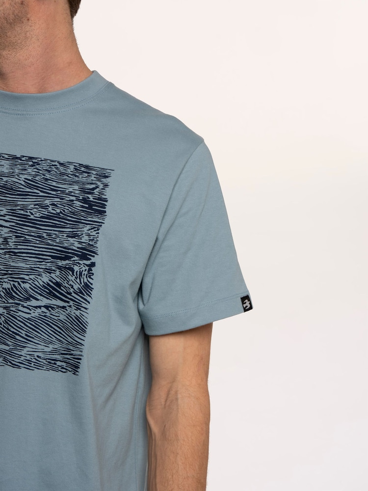 Brakeburn Blue Crashing Waves Printed Cotton T-Shirt - Image 2 of 6 Brakeburn Blue Crashing Waves Printed Cotton T-Shirt - Image 2 of 6
