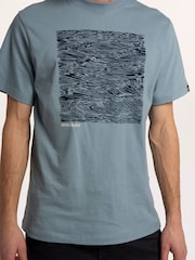 Brakeburn Blue Crashing Waves Printed Cotton T-Shirt - Image 4 of 6