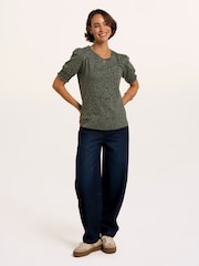 Brakeburn Barbe Printed Smocking Cuff Detail T-Shirt - Image 1 sur 6