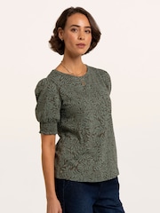 Brakeburn Barbe Printed Smocking Cuff Detail T-Shirt - Image 3 sur 6