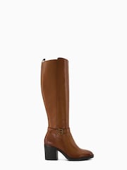 Dune London Natural Trance Buckle Heeled Knee High Boots - Image 1 of 6