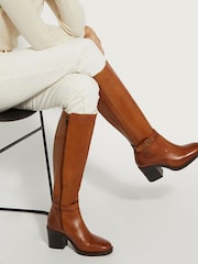Dune London Natural Trance Buckle Heeled Knee High Boots - Image 3 of 6