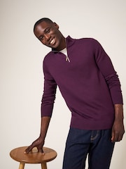 White Stuff Purple Newport Merino Funnel Jumper - Image 1 of 6