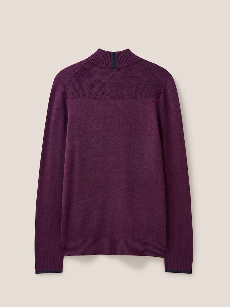 White Stuff Purple Newport Merino Funnel Jumper - Image 6 of 6