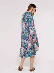Apricot Pink Multi Layer Tropical Hi-Lo Shirt Dress - Image 2 of 4