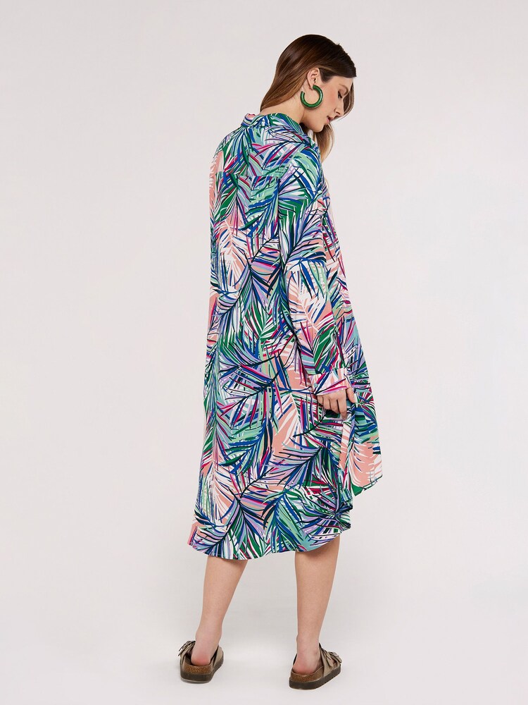 Apricot Pink Multi Layer Tropical Hi-Lo Shirt Dress - Image 2 of 4