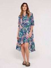 Apricot Pink Multi Layer Tropical Hi-Lo Shirt Dress - Image 3 of 4